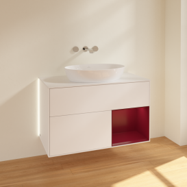 Тумба под раковину Villeroy & Boch Finion 100х50,1 см с подсветкой МДФ белый матовый лак/стекло белое матовое GA21HBMT