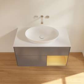 Тумба под раковину Villeroy & Boch Finion 100х50,1 см с подсветкой МДФ антрацит матовый лак/стекло белое матовое GA21HFGK