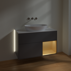 Тумба под раковину Villeroy & Boch Finion 100х50,1 см с подсветкой МДФ антрацит матовый лак/стекло белое матовое GA21HFGK