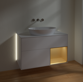 Тумба под раковину Villeroy & Boch Finion 100х50,1 см с подсветкой МДФ белый матовый лак/стекло белое матовое GA21HFMT