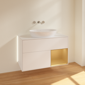 Тумба под раковину Villeroy & Boch Finion 100х50,1 см с подсветкой МДФ белый матовый лак/стекло белое матовое GA21HFMT