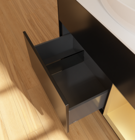 Тумба под раковину Villeroy & Boch Finion 100х50,1 см с подсветкой МДФ черный матовый лак/стекло белое матовое GA21HFPD