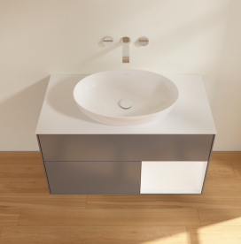 Тумба под раковину Villeroy & Boch Finion 100х50,1 см с подсветкой МДФ антрацит матовый лак/стекло белое матовое GA21MTGK