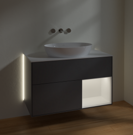 Тумба под раковину Villeroy & Boch Finion 100х50,1 см с подсветкой МДФ антрацит матовый лак/стекло белое матовое GA21MTGK