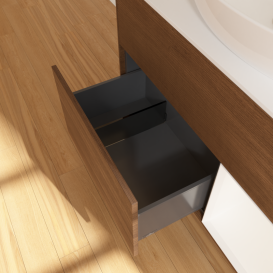 Тумба под раковину Villeroy & Boch Finion 100х50,1 см с подсветкой МДФ шпон грецкого ореха/стекло белое матовое GA21MTGN