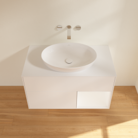 Тумба под раковину Villeroy & Boch Finion 100х50,1 см с подсветкой МДФ белый матовый лак/стекло белое матовое GA21MTMT