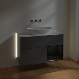 Тумба под раковину Villeroy & Boch Finion 100х50,1 см с подсветкой МДФ антрацит матовый лак/стекло белое матовое GA21PDGK
