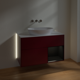 Тумба под раковину Villeroy & Boch Finion 100х50,1 см с подсветкой МДФ пион матовый лак/стекло белое матовое GA21PDHB