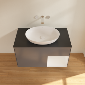 Тумба под раковину Villeroy & Boch Finion 100х50,1 см с подсветкой МДФ антрацит матовый лак/стекло черное матовое GA22GFGK