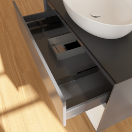 Тумба под раковину Villeroy & Boch Finion 100х50,1 см с подсветкой МДФ антрацит матовый лак/стекло черное матовое GA22GFGK