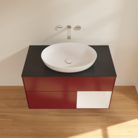 Тумба под раковину Villeroy & Boch Finion 100х50,1 см с подсветкой МДФ пион матовый лак/стекло черное матовое GA22GFHB