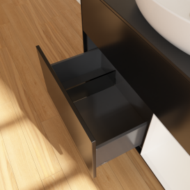 Тумба под раковину Villeroy & Boch Finion 100х50,1 см с подсветкой МДФ черный матовый лак/стекло черное матовое GA22GFPD