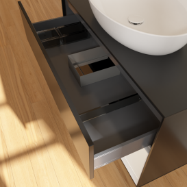 Тумба под раковину Villeroy & Boch Finion 100х50,1 см с подсветкой МДФ черный матовый лак/стекло черное матовое GA22GFPD