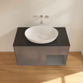 Тумба под раковину Villeroy & Boch Finion 100х50,1 см с подсветкой МДФ антрацит матовый лак/стекло черное матовое GA22GKGK