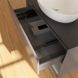 Тумба под раковину Villeroy & Boch Finion 100х50,1 см с подсветкой МДФ антрацит матовый лак/стекло черное матовое GA22GKGK