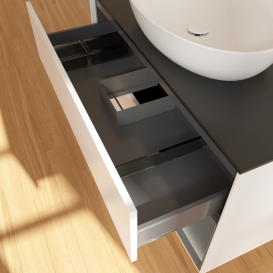 Тумба под раковину Villeroy & Boch Finion 100х50,1 см с подсветкой МДФ белый матовый лак/стекло черное матовое GA22GKMT