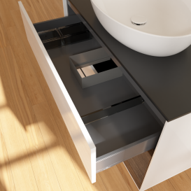 Тумба под раковину Villeroy & Boch Finion 100х50,1 см с подсветкой МДФ глянцевый белый лак/стекло черное матовое GA22GNGF