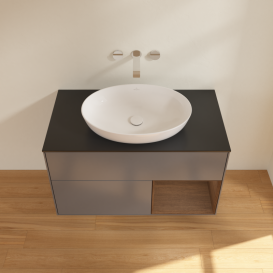 Тумба под раковину Villeroy & Boch Finion 100х50,1 см с подсветкой МДФ антрацит матовый лак/стекло черное матовое GA22GNGK