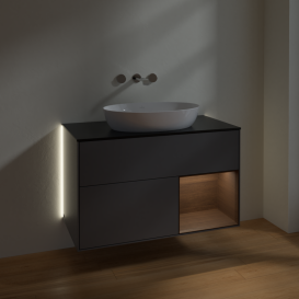 Тумба под раковину Villeroy & Boch Finion 100х50,1 см с подсветкой МДФ антрацит матовый лак/стекло черное матовое GA22GNGK