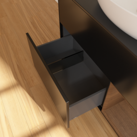 Тумба под раковину Villeroy & Boch Finion 100х50,1 см с подсветкой МДФ черный матовый лак/стекло черное матовое GA22GNPD