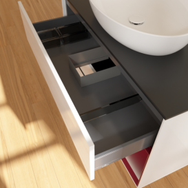 Тумба под раковину Villeroy & Boch Finion 100х50,1 см с подсветкой МДФ глянцевый белый лак/стекло черное матовое GA22HBGF