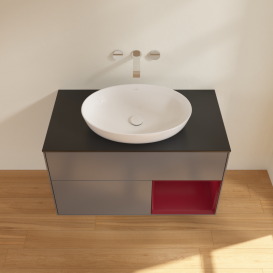 Тумба под раковину Villeroy & Boch Finion 100х50,1 см с подсветкой МДФ антрацит матовый лак/стекло черное матовое GA22HBGK