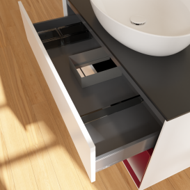 Тумба под раковину Villeroy & Boch Finion 100х50,1 см с подсветкой МДФ белый матовый лак/стекло черное матовое GA22HBMT