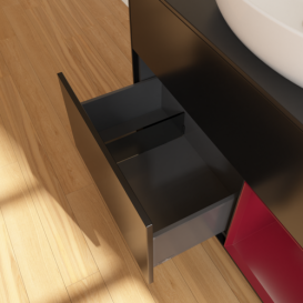 Тумба под раковину Villeroy & Boch Finion 100х50,1 см с подсветкой МДФ черный матовый лак/стекло черное матовое GA22HBPD