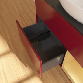 Тумба под раковину Villeroy & Boch Finion 100х50,1 см с подсветкой МДФ пион матовый лак/стекло черное матовое GA22HFHB