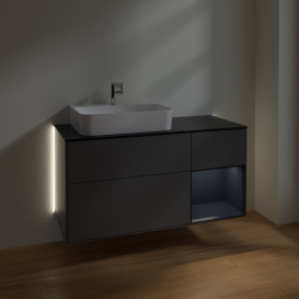 Тумба под раковину Villeroy & Boch Finion 120х50,1 см с подсветкой МДФ антрацит матовый лак/стекло черное матовое G152HGGK