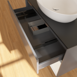 Тумба под раковину Villeroy & Boch Finion 100х50,1 см с подсветкой МДФ антрацит матовый лак/стекло черное матовое GA22MTGK