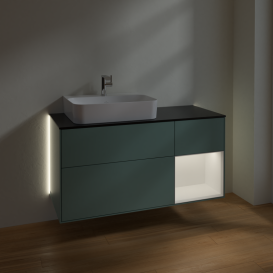 Тумба под раковину Villeroy & Boch Finion 120х50,1 см с подсветкой МДФ оливковый матовый лак/стекло черное матовое G152MTGM