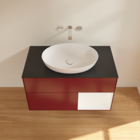 Тумба под раковину Villeroy & Boch Finion 100х50,1 см с подсветкой МДФ пион матовый лак/стекло черное матовое GA22MTHB