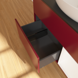 Тумба под раковину Villeroy & Boch Finion 100х50,1 см с подсветкой МДФ пион матовый лак/стекло черное матовое GA22MTHB