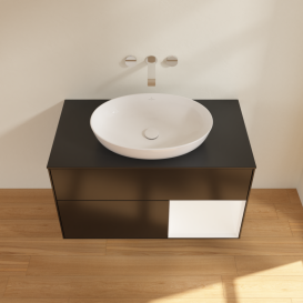Тумба под раковину Villeroy & Boch Finion 100х50,1 см с подсветкой МДФ черный матовый лак/стекло черное матовое GA22MTPD