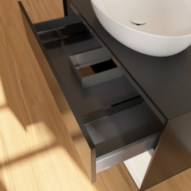 Тумба под раковину Villeroy & Boch Finion 100х50,1 см с подсветкой МДФ черный матовый лак/стекло черное матовое GA22MTPD