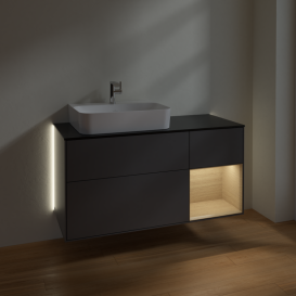 Тумба под раковину Villeroy & Boch Finion 120х50,1 см с подсветкой МДФ антрацит матовый лак/стекло черное матовое G152PCGK