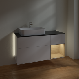 Тумба под раковину Villeroy & Boch Finion 120х50,1 см с подсветкой МДФ белый матовый лак/стекло черное матовое G152PCMT