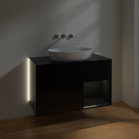 Тумба под раковину Villeroy & Boch Finion 100х50,1 см с подсветкой МДФ черный матовый лак/стекло черное матовое GA22PDPD