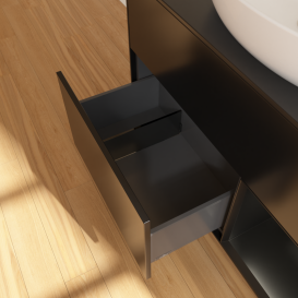 Тумба под раковину Villeroy & Boch Finion 100х50,1 см с подсветкой МДФ черный матовый лак/стекло черное матовое GA22PDPD