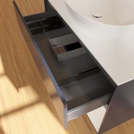 Тумба под раковину Villeroy & Boch Finion 100х50,1 см с подсветкой МДФ темно-синий матовый лак/стекло белое матовое GA21GFHG