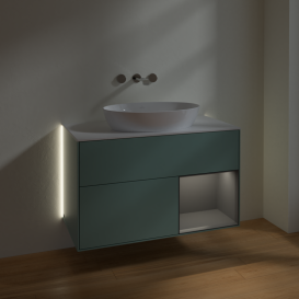 Тумба под раковину Villeroy & Boch Finion 100х50,1 см с подсветкой МДФ оливковый матовый лак/стекло белое матовое GA21GKGM