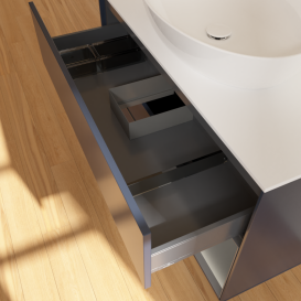 Тумба под раковину Villeroy & Boch Finion 100х50,1 см с подсветкой МДФ темно-синий матовый лак/стекло белое матовое GA21GKHG