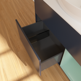 Тумба под раковину Villeroy & Boch Finion 100х50,1 см с подсветкой МДФ темно-синий матовый лак/стекло белое матовое GA21GMHG