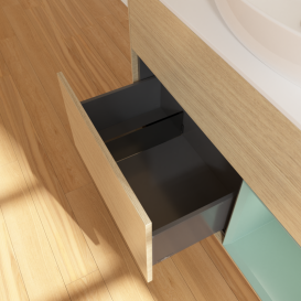 Тумба под раковину Villeroy & Boch Finion 100х50,1 см с подсветкой МДФ шпон дуба/стекло белое матовое GA21GMPC