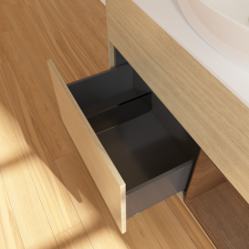 Тумба под раковину Villeroy & Boch Finion 100х50,1 см с подсветкой МДФ шпон дуба/стекло белое матовое GA21GNPC