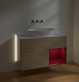 Тумба под раковину Villeroy & Boch Finion 100х50,1 см с подсветкой МДФ шпон дуба/стекло белое матовое GA21HBPC