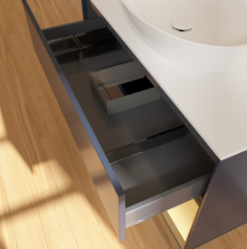 Тумба под раковину Villeroy & Boch Finion 100х50,1 см с подсветкой МДФ темно-синий матовый лак/стекло белое матовое GA21HFHG