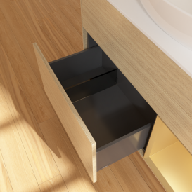 Тумба под раковину Villeroy & Boch Finion 100х50,1 см с подсветкой МДФ шпон дуба/стекло белое матовое GA21HFPC