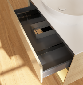 Тумба под раковину Villeroy & Boch Finion 100х50,1 см с подсветкой МДФ шпон дуба/стекло белое матовое GA21HFPC